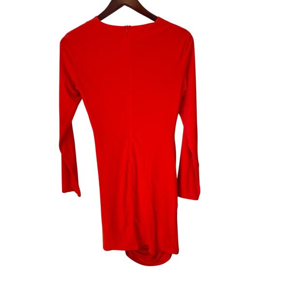 Zara NWT Ruched Seam Dress Red Orange Size Medium Blogger Favorite 4661 321 632 - Picture 6 of 8